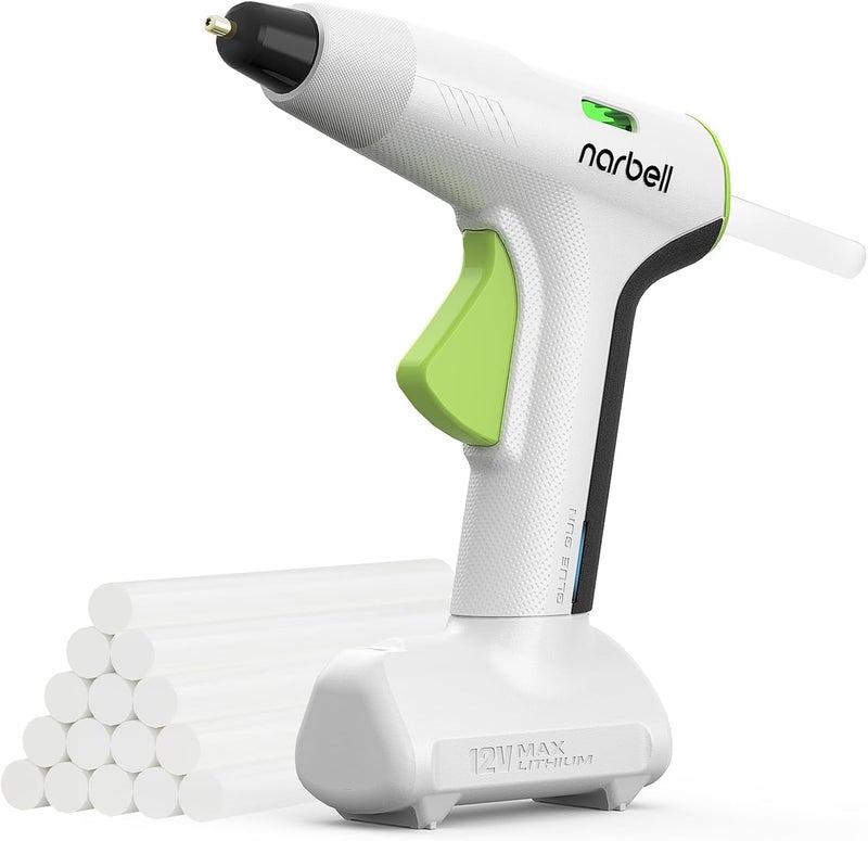 Narbell Cordless Hot Glue Gun Kit with 30 Pcs Sticks,Less Drip Nozzle,12s Preheating,2Ah Battery,Auto Shut-Off,for School Crafts DIY Arts Project Home Repairs Party Decorations (12V Grey) - Image 1